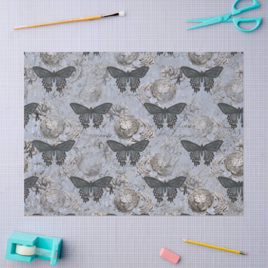 grijs en blauw vlinderdeeg tissuepapier (Craft)