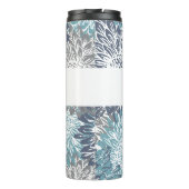 Grijs en Blauwe Mums Thermosbeker (Achterkant)