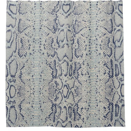 Grijs en blauwe slangenhuid dierenprint douchegordijn (Voorkant)