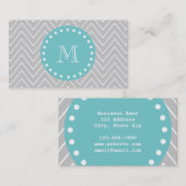 Grijs en Blauwgroen modern Chevron - aangepast mon Visitekaartje (Voorkant / Achterkant)