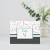 Grijs en Blauwgroen tafel nummer Kaart (Staand voorkant)