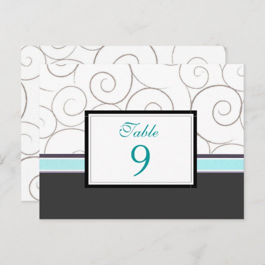 Grijs en Blauwgroen tafel nummer Kaart (Voorkant / Achterkant)