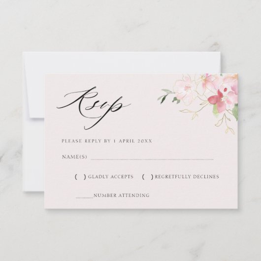 grijs en blozend gouden RSVP-kaart RSVP Kaartje (Voorkant)