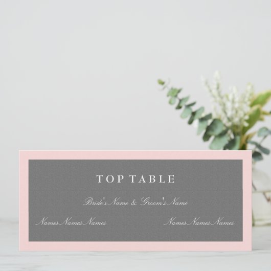 Grijs en Blush Roze Kaart voor het hoogste tabelpl (Staand voorkant)