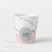 Grijs en Blush White Marble Aangepast Latte Mok (Voorkant)
