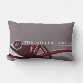 Grijs en Bourgogne Abstract | Monogram | Familiena Buitenkussen