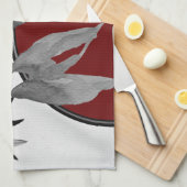 Grijs en Bourgogne Moderne Waterverf verlaat Theedoek (Quarter Fold)