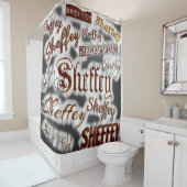 Grijs en Bronze - Sheffey Fonts Douchegordijn (In situ)