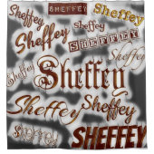 Grijs en Bronze - Sheffey Fonts Douchegordijn (Voorkant)