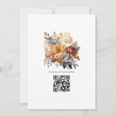 Grijs en bruin bloemens bruiloft kaart (Achterkant)