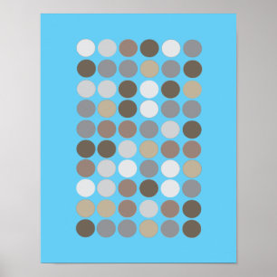 Grijs en bruin cirkels Blauw modern patroon Abstra Poster