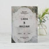 Grijs en Bruin Elegante Huwelijksuitnodiging Kaart (Staand voorkant)