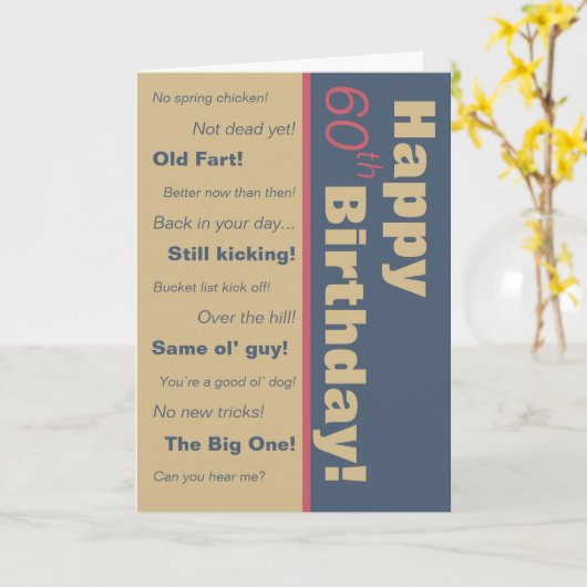 Grijs en bruin Goud Loud Jokes Birthday Kaart (Gele Bloem)