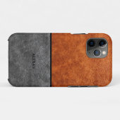 Grijs en bruin kunstleder Case-Mate iPhone case (Achterkant (horizontaal))