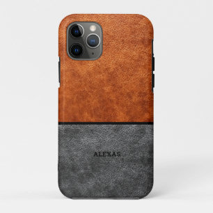 Grijs en bruin kunstleder Case-Mate iPhone case