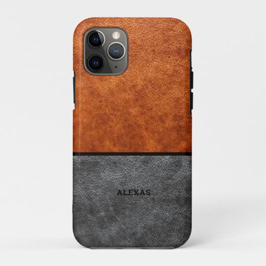 Grijs en bruin kunstleder Case-Mate iPhone case (Achterkant)