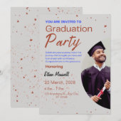 Grijs en bruin minimalistische afstudeerfeest uitn kaart (Voorkant / Achterkant)