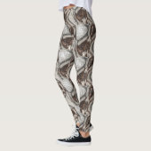 Grijs- en bruine abstracte kunst leggings (Links)