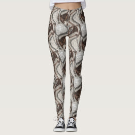 Grijs- en bruine abstracte kunst leggings