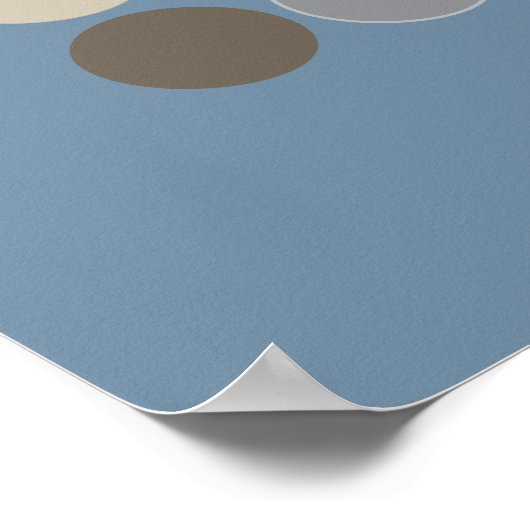 Grijs en bruine cirkels met leisteen blauw patroon poster (Hoek)