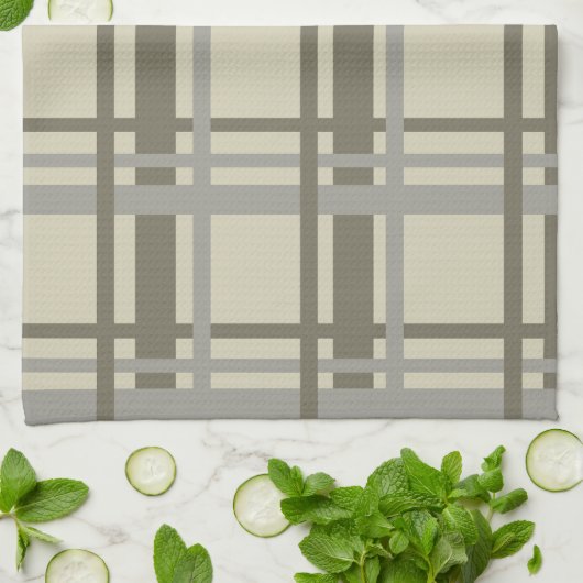 Grijs en crème geplakt theedoek (Gevouwen)