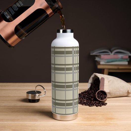 Grijs en crème geplakt waterfles (Koffie)