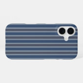 grijs en denim strepen iPhone 16 hoesje (Achterkant horizontaal)