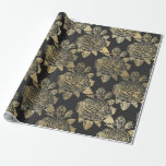 Grijs en Faux  Rozen Cadeaupapier<br><div class="desc">Grijze en goudparis  roos met het thema verpakkingspapier.</div>