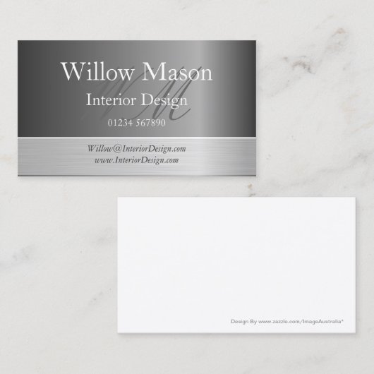 Grijs en geborsteld staal Visitekaartje (Voorkant / Achterkant)