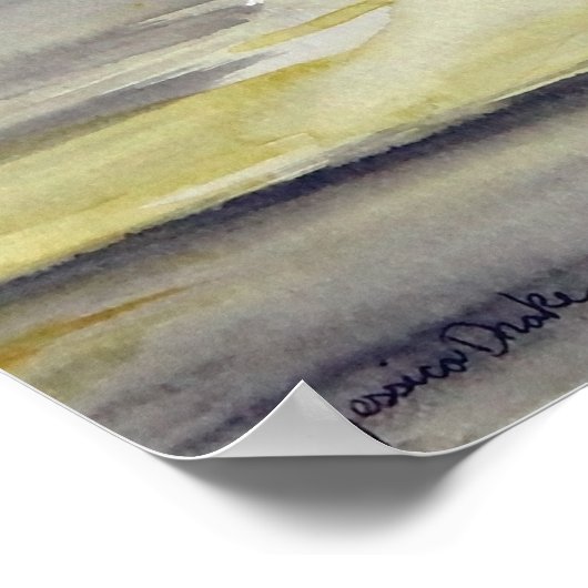 Grijs en Geel Abstract Horswerk Poster (Hoek)