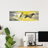 Grijs en Geel Abstract Horswerk Poster (Thuiskantoor)