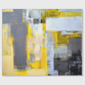 Grijs en Geel Abstract Kunstschilderij Cadeaupapier (Vlak)