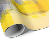 Grijs en Geel Abstract Kunstschilderij Cadeaupapier (Rol Hoek)