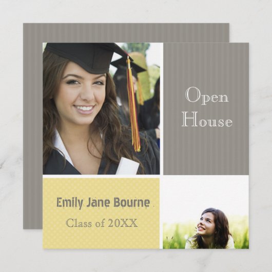 Grijs en Geel Afbeelding Klasse 2012 Aankondiging (Voorkant / Achterkant)