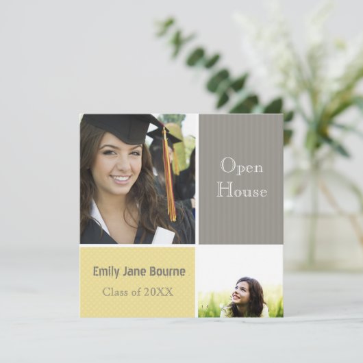 Grijs en Geel Afbeelding Klasse 2012 Aankondiging (Staand voorkant)