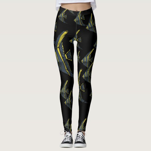 Grijs en Geel Angelvis Leggings (Voorkant)