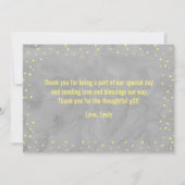Grijs en Geel Baby shower | Bedankt kaart (Achterkant)