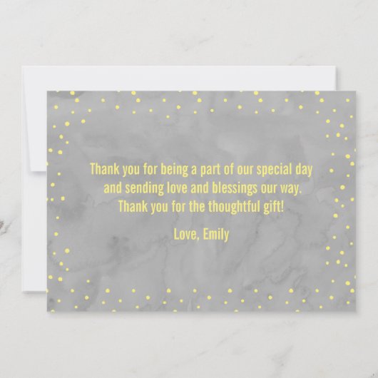 Grijs en Geel Baby shower | Bedankt kaart (Achterkant)