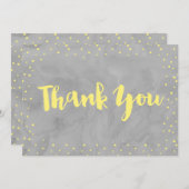 Grijs en Geel Baby shower | Bedankt kaart (Voorkant / Achterkant)