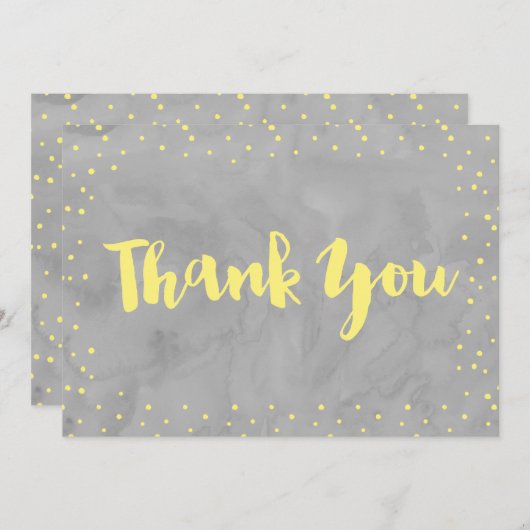 Grijs en Geel Baby shower | Bedankt kaart (Voorkant / Achterkant)