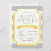 Grijs en Geel Baby shower Kaart (Voorkant)