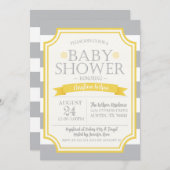 Grijs en Geel Baby shower Kaart (Voorkant / Achterkant)