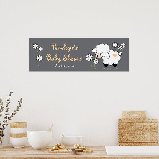 Grijs en Geel Baby shower Poster (Keuken)