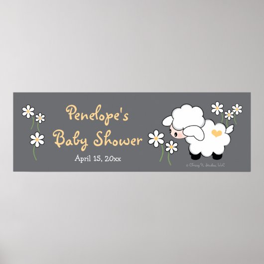 Grijs en Geel Baby shower Poster (Voorkant)