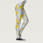 Grijs en geel bladpatroon. leggings (Rechts)