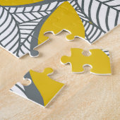 Grijs en geel bladpatroon. legpuzzel (Zijkant)