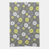 Grijs en Geel Bloem Theedoek (Verticaal)