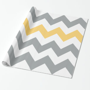 Grijs en geel Chevron inpakpapier