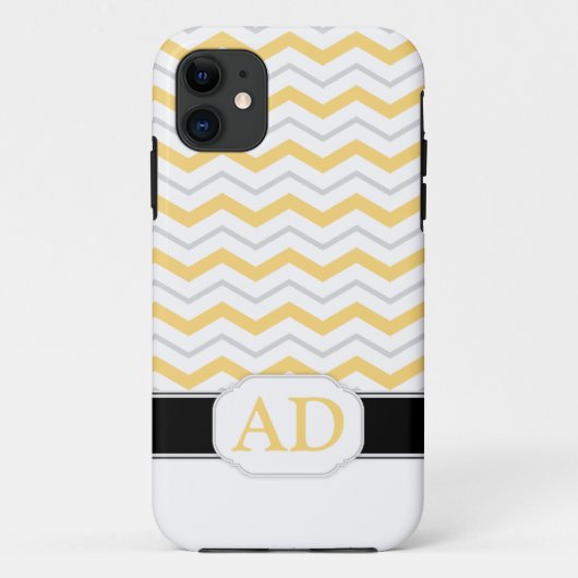 Grijs en Geel Chevron Monogram iPhone 5 Hoesje (Achterkant)