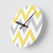 Grijs en Geel Chevron Ronde Klok (Hoek)